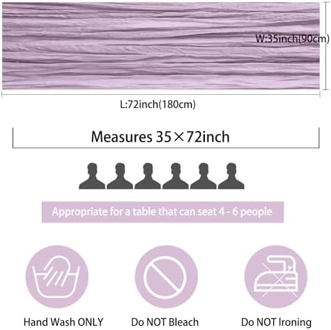 35x72 Inch Light Purple Cheesecloth Table Runner Wedding Party Decor - Image 2