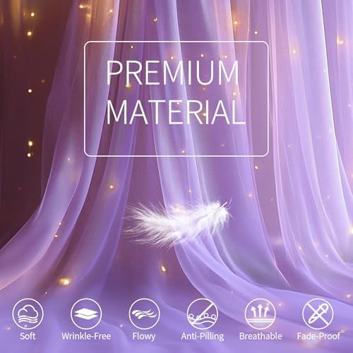 Lavender Tulle Backdrop Curtain with Lights for Decor, 10x10FT - Image 5