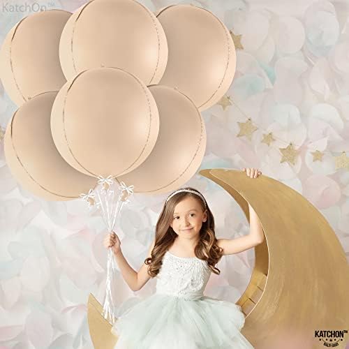 Nude Foil Balloons, Beige Balloons for Boho Birthday Party Pack of 6 - Image 2