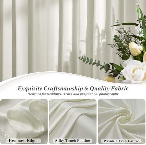 50 ft x 10 ft Wrinkle Free Beige Backdrop Curtain for Parties, 10 Panels 10ft Polyester Beige Photo Backdrop Drapes for Graduation Birthday Wedding Party Stage Curtains - Image 3