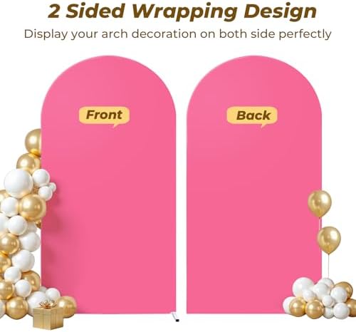 7.2 ft Arch Backdrop Cover Hot Pink - Double-Sided Spandex Arch Covers Stretchy Backdrop for Balloon Arches Birthday Party Baby Shower Banquet Wedding Photo Background - Image 6