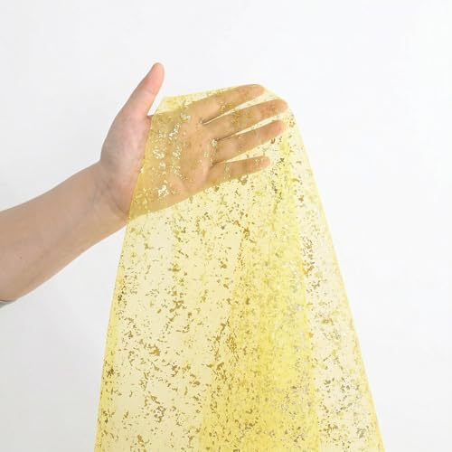 Artoid Mode Light Yellow Gold Gauze Table Runner 59x120 Inch 10FT, Glitter Metallic Foil Sheer Dining Wedding Anniversary Holiday Birthday Table Decor for Home Party - Image 6