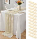 12 Pack Ivory Cheesecloth Table Runner 10Ft, Gauze Table Runners 21.5 x 120 inch,Semi Sheer Cheese Cloth Fabric Runner Bulk for Wedding,Party,Baby Shower,Bridal Shower by Yemosa