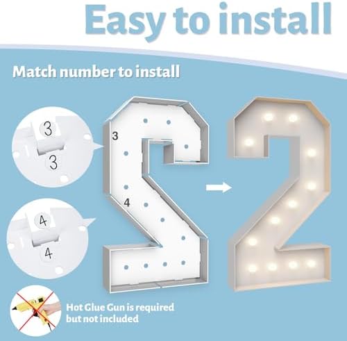 4FT Light Up Marquee Number 2- Large Foam Board Mosaic Kit - Image 4