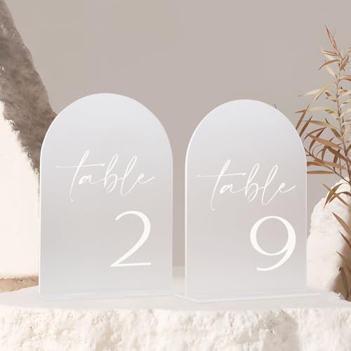 HOODO Frosted Arch Acrylic Table Numbers 1-15 with Stands, 5"x7" Acrylic Arch Signs and Holders, Frosted Table Numbers for Wedding Reception, Party, Anniversary, Event - Image 7