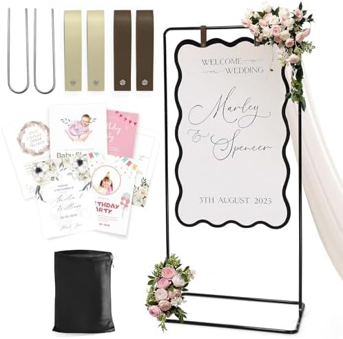 Wedding Welcome Sign Stand, Black Sign Holder, Includes Design Bundle by Victawks
