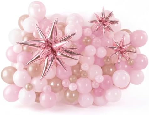 Rose Gold Starburst Balloon Clusters - Pink White Champagne Mix, Pack of 3 by PartySolids