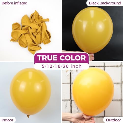 Bezente Mustard Yellow Latex Party Balloons 100 Pack 12 inch - Image 2