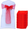 MDS Pack of 50 Organza Chair Sashes for Wedding & Event Décor – Red by MDS