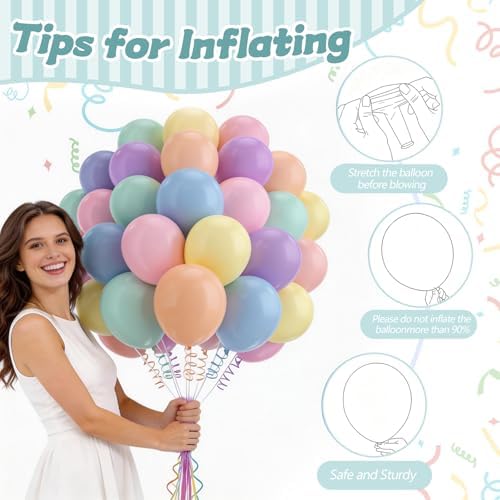 160 Pack Pastel Balloons 12 Inch Pastel Rainbow Multicolor Macaron Balloons for Party Baby Shower Gender Reveal Easter Decorations - Image 4