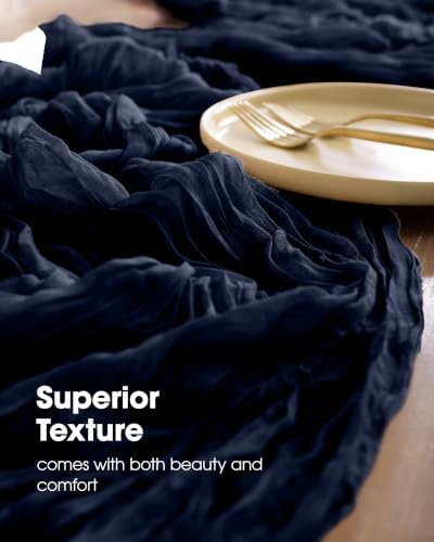 Pureegg 3 Pack Cheesecloth Table Runner 120 Inch Navy Blue - Image 3