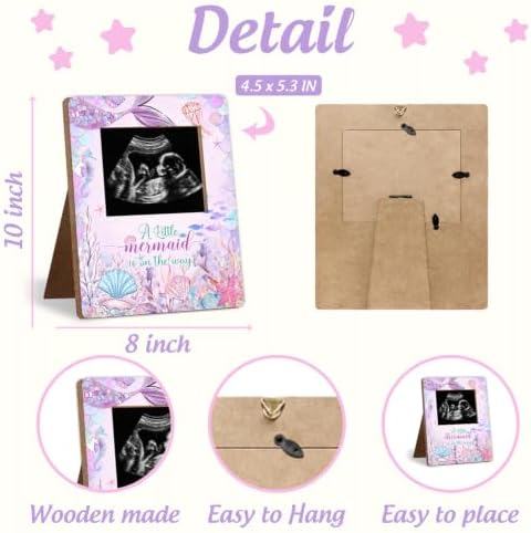 Mermaid Baby Shower Decor Frame, A Little mermaid is on the way Baby Shower Party Supplies, for Expecting Parents-to-Be Keepsake Gifts, Pregnancy Milestone Keepsake, Gender Reveal Gifts - Image 2