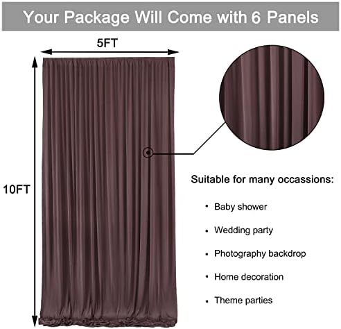 30ft x 10ft Wrinkle Free Brown Backdrop Curtain for Parties, Thick Polyester Photo Backdrop Drapes 6 Panels for Weddings Birthday Party Background Photoshoot Home Decor - Image 6