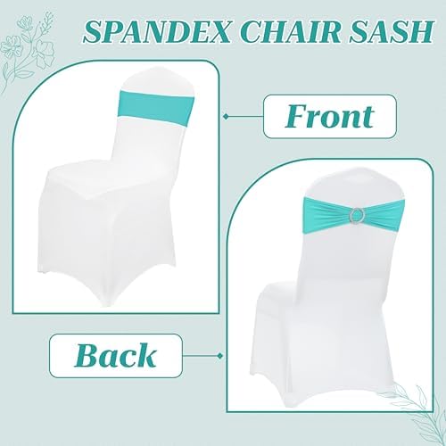 MDS Pack of 25 Spandex Chair Sashes for Wedding Party & Event – Aqua Blue - Image 4