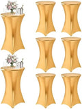 KeyWave Spandex Cocktail Table Covers, 32x43 Inch, Shiny Gold, 8 Pack by Keywave