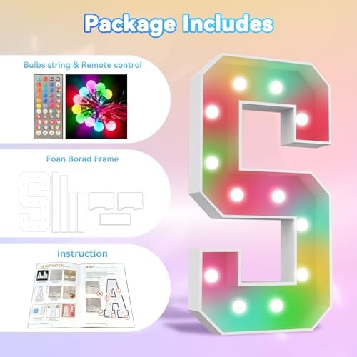 Ledido 4FT Colorful Marquee Light Up Number 25 for Birthday - Image 3