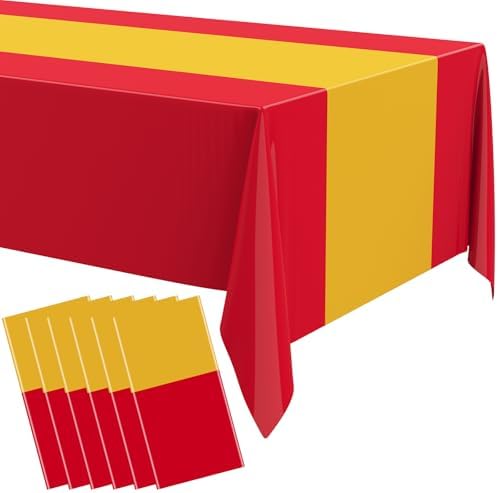 Oudain 3 Pcs Plastic Disposable Table Cloth 54" x 108", Gold, Red by Oudain
