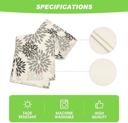 Artoid Mode Grey Floral Pinnata Dahlia Table Runner, Seasonal Kitchen Dining Table Decoration for Home Party Decor 13x120 Inch - Image 5