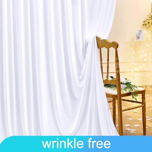 6 Panels White Backdrop Curtain for Parties Wedding Wrinkle Free White Photo Curtains Backdrop Drapes Fabric Decoration for Baby Shower 30ft(W) x 10ft(H) - Image 6