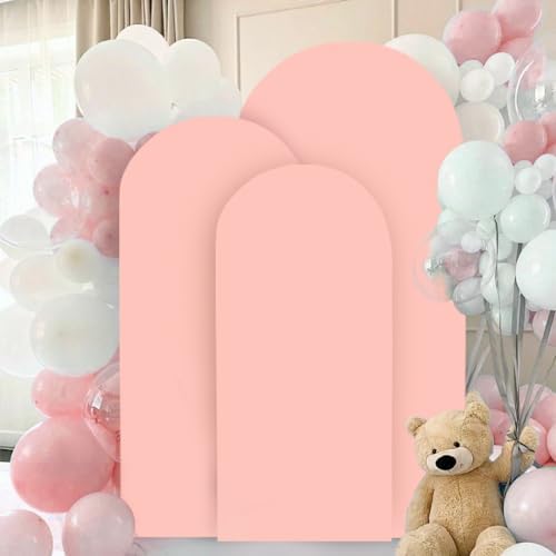 FANPROMS Wedding Arch Covers Set of 3 Dusty Rose Arch Covers Stretchy Fabric 6FT 6.6FT 7.2FT Spandex Arch Stand Cover for Arch Stand Chiara Arch Cover 2-Sided Arched Cover for Party Wedding - Image 6