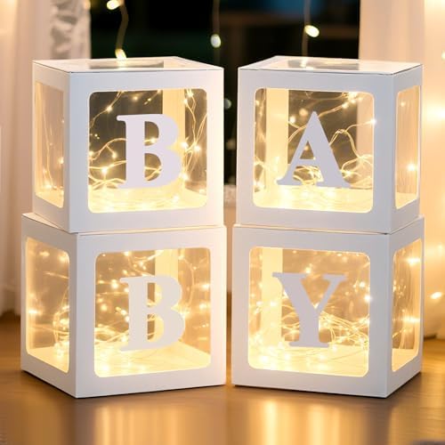 Ledido Baby Boxes with Letters & Fairy Lights for Baby Shower Decorations by Ledido