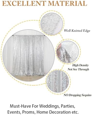 ShinyBeauty 6FTx8FT-Silver-Sequin Backdrop-Curtain-Sequin Photography Backdrop Shimmer Sequin Fabric for Event Decoration Party Photo Backdrop - Image 4