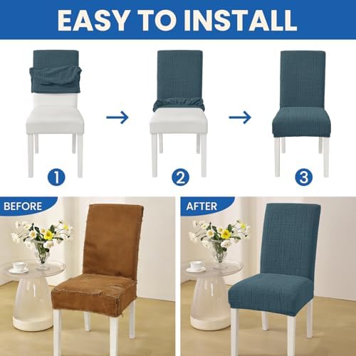 Super Stretch Chair Covers for Dining Chairs Set of 4, Forest Green - Image 6
