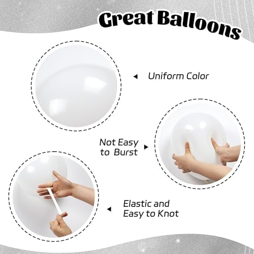 60pcs 12inch White and Silver Balloons with Confetti Balloons - Image 3