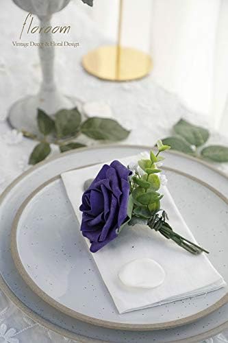 Floroom Artificial Flowers 25pcs Real Looking Lavender Purple Ombre Colors Foam Fake Roses with Stems for DIY Wedding Bouquets Bridal Shower Floral Centerpieces Party Tables Home Decorations - Image 6
