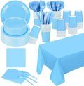229PCS Light Blue Party Supplies Set Disposable Paper Plates Cups by TWOWYHI