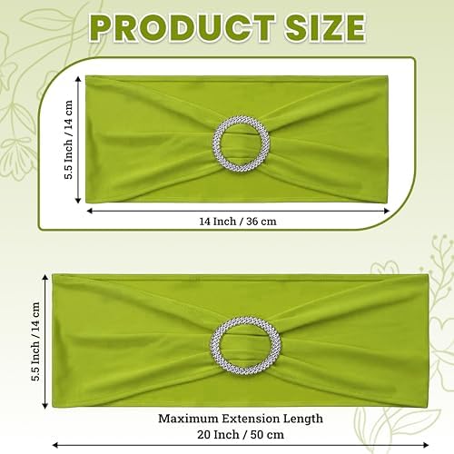 Pack of 250 Spandex Chair Sashes for Wedding Party & Event – Apple Green - Image 2