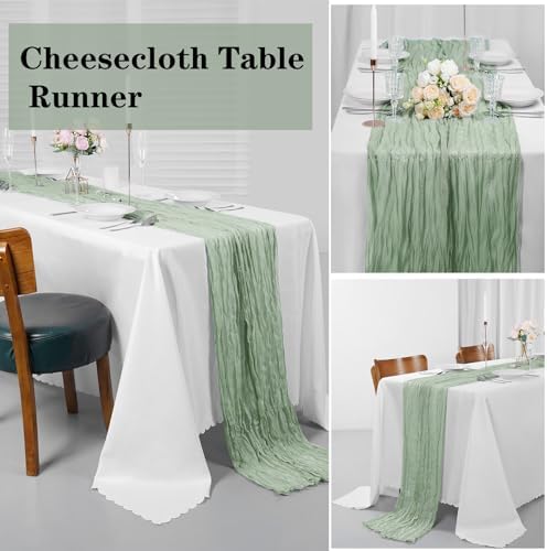 Bailarina 12 Pack Cheesecloth Table Runner 17x108 Inch Long Gauze Cheese Cloth 9ft Wrinkled Sheer Table Runner for Wedding Reception Birthday Party Table Decoration (Sage Green) - Image 5