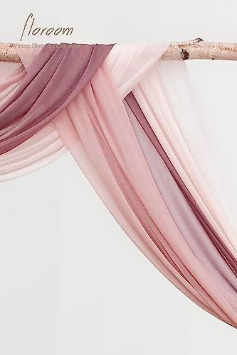 Floroom Wedding Arch Draping Fabric 3 Panels 20Ft Chiffon Fabric Drapes Arbor Drapery Wedding Ceremony Reception Swag Decorations (Mauve +Dusty Rose +Blush) - Image 5
