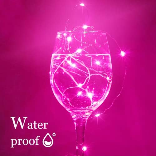 SmilingTown 15 Packs 20 Led Pink Fairy String Lights Battery Operated 6.6ft Silver Wire Firefly Starry Lights Waterproof for Bedroom DIY Table Bottle Wedding Valentine's Day Party Decor - Image 6