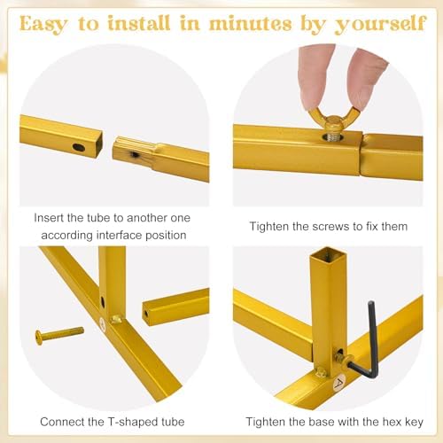 Fivenl Set of 3 Arch Backdrop Stand 7.2FT, 6.6FT, 6FT Gold Wedding Balloon Stand Stable Metal Door Frame for Ceremony Birthday Party Bridal Baby Shower Banquet Decoratio - Image 6