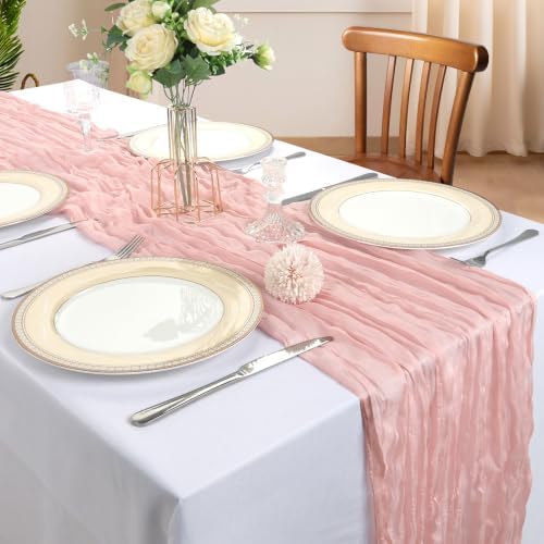 6 Pack 10Ft Blush Pink Cheesecloth Table Runner 23 x 120 Inch - Image 2