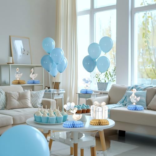 12 Pcs Blue Goose Baby Shower Decorations for Boy - Silly Goose Baby Shower Centerpieces for Tables - Blue Goose Honeycomb Table Decor with Balloon Car for Boy Baby Shower 1st Birthday - Image 6