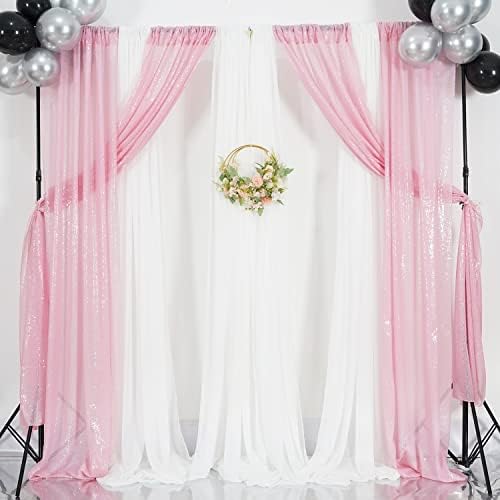Poise3EHome 2Pcs 2Ft x 8Ft Pink Sequin Backdrop Curtains,Glitter Photography Background for Party Birthday Party Baby Shower Wedding Christmas Thanksgiving Holiday Festival Decor - Image 4