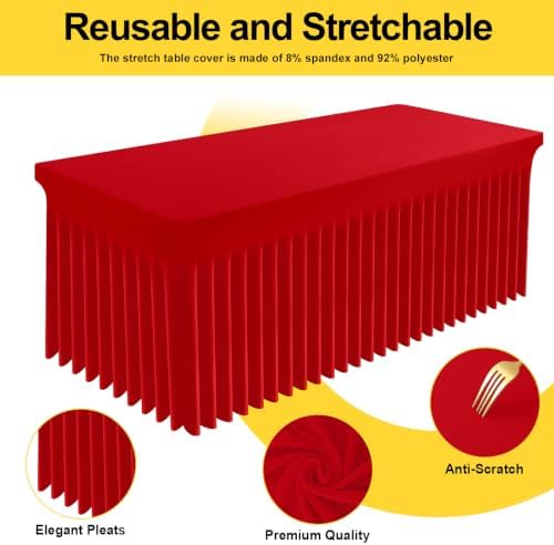 Smiry Spandex Elastic Fitted Table Cloth Skirt for 5FT Rectangle Table - Image 4