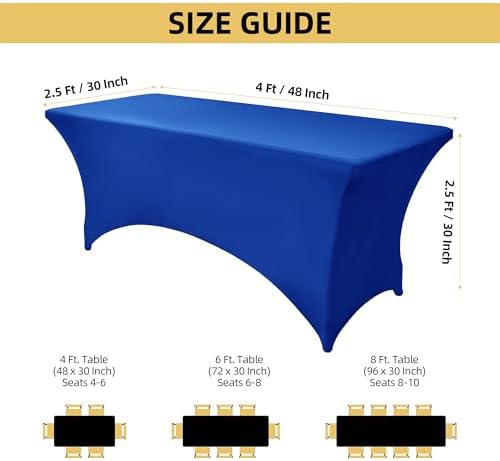 2-Pack 4ft Spandex Table Covers for Rectangular Folding Tables - Wrinkle Resistant Stretch Tight Table Cloths - Ultimate Fitted Table Protector for Parties, Banquet, and Wedding - Image 4