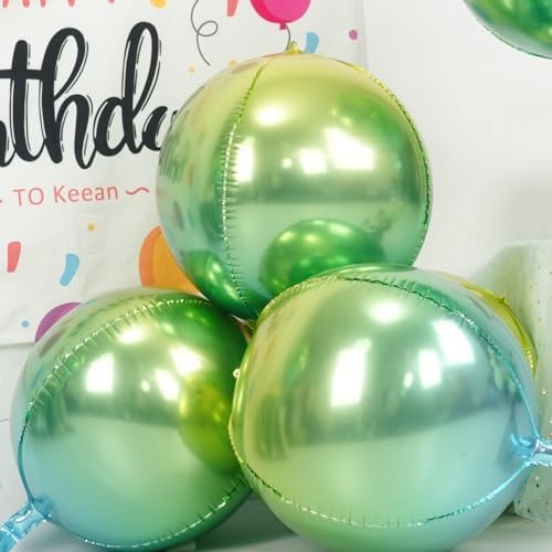 Gradient Green Round Foil Balloons Birthday Prom Decor 22 Inch 6 Pcs - Image 4