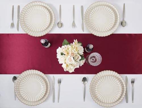 Burgundy Satin Table Runner, 12x108 Inches, 4 Pack - Image 4