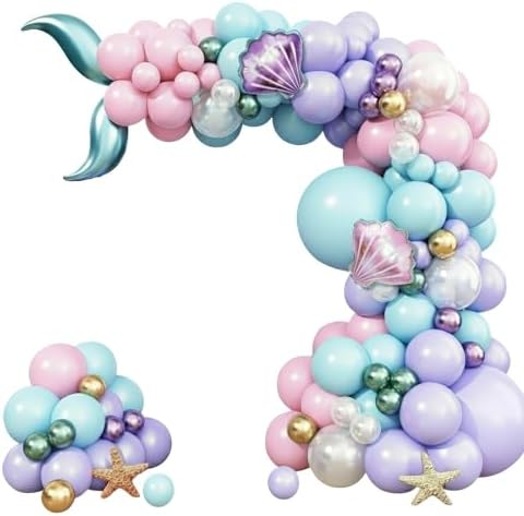 Vellax 78-Pc Mermaid Balloon Garland Arch Kit, Under the Sea Theme by Vellax