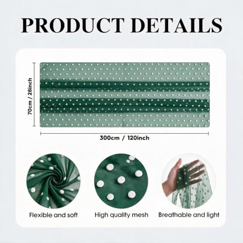 Artoid Mode Green Gauze White Flocking Dots Table Runner 10FT, Christmas Sheer Dining Table Decor for Wedding Anniversary Holiday Birthday Home Party - Image 7