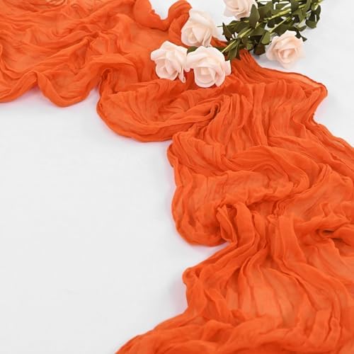 12 Pack Cheesecloth Table Runner, 35 x 120 Inch Boho Orange Cheese Cloth Table Runner 10 ft Gauze Table Runners for Wedding Baby Shower Party Birthday Home Decorations - Image 2