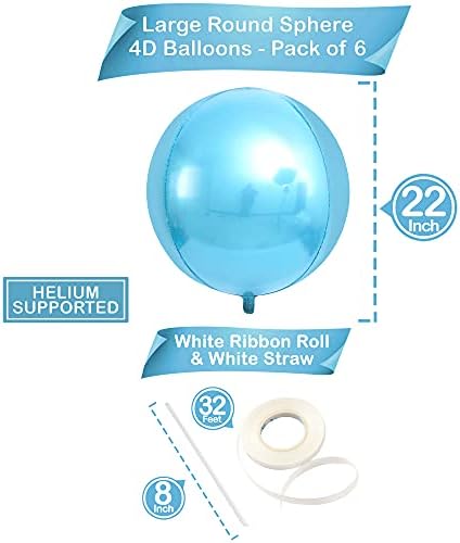 KatchOn Light Blue Foil Balloons - 22 Inch, Pack of 6, Water Decorations - Image 2