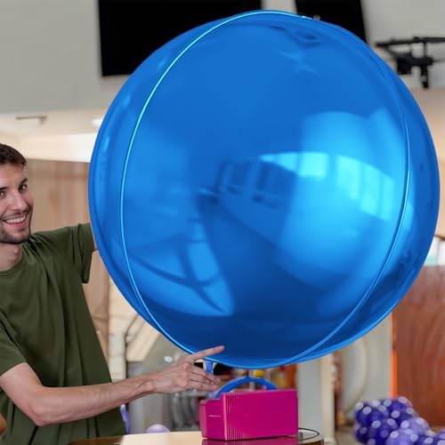 50 Inch Metallic Dark Blue Round Foil Balloons 3pcs Large Foil Ball Balloon - Image 4