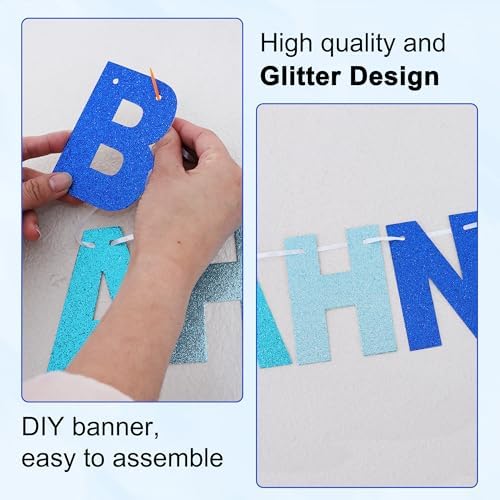 BEISHIDA Glitter Blue Mix 116 PCS A-Z DIY Letter Custom Banner Party Decor - Image 2