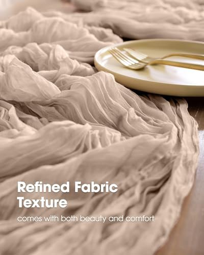 Pureegg 3 Pack Cheesecloth Table Runner 120 Inch Nude - Image 3