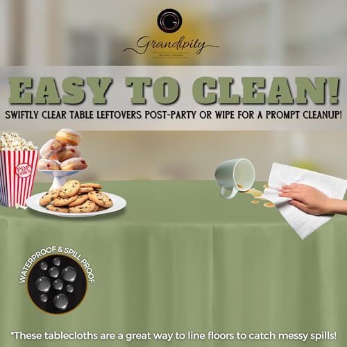 Grandipity Plastic Table Cloth Disposable 12 Pack 84" Round Sage - Image 3